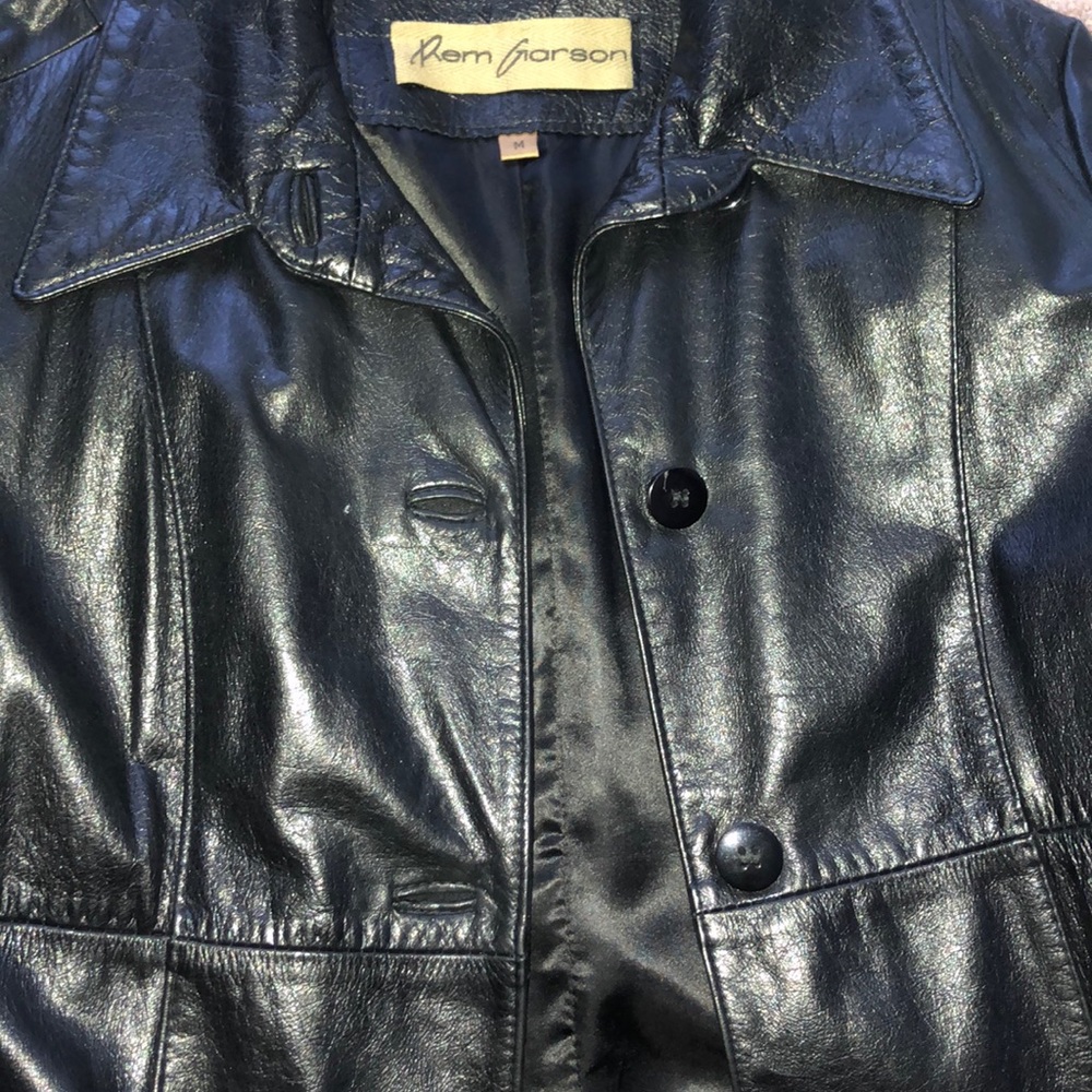 Black leather 3/4 length coat